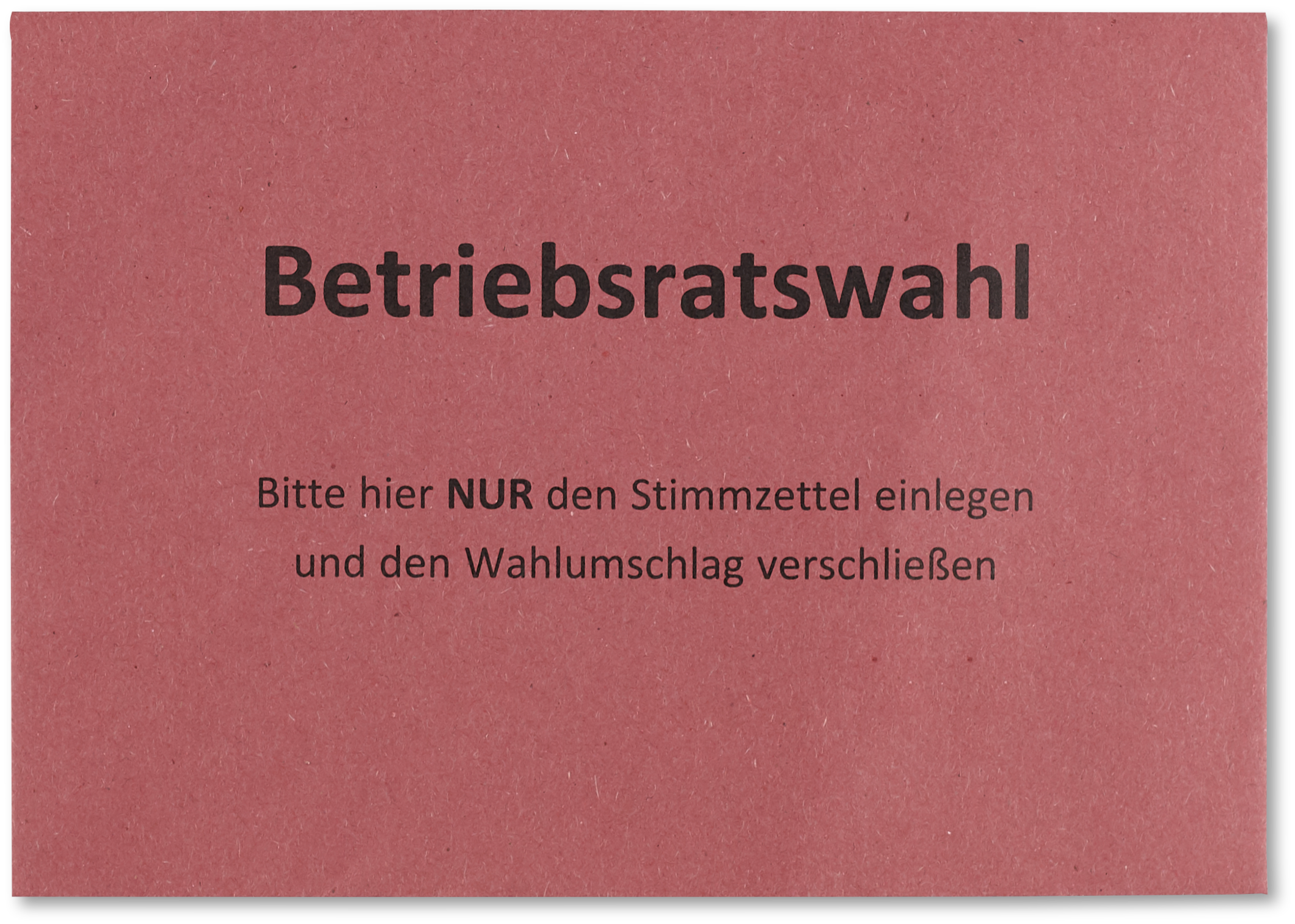 Roter C6-Stimmzettelumschlag für Betriebsratswahl mit Musterdruck, Vorderseite