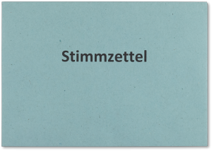 Blauer C6-Stimmzettelumschlag mit Musterdruck, Vorderseite