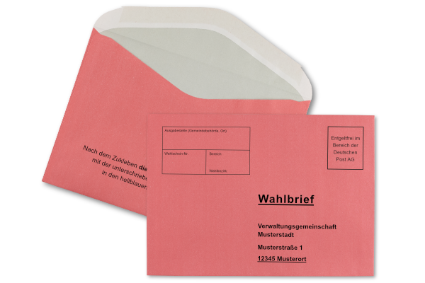 Roter Wahlumschlag B6, bedruckt