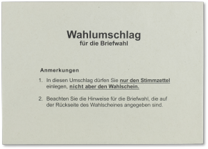 Grauer C6-Stimmzettelumschlag mit Musterdruck, Vorderseite