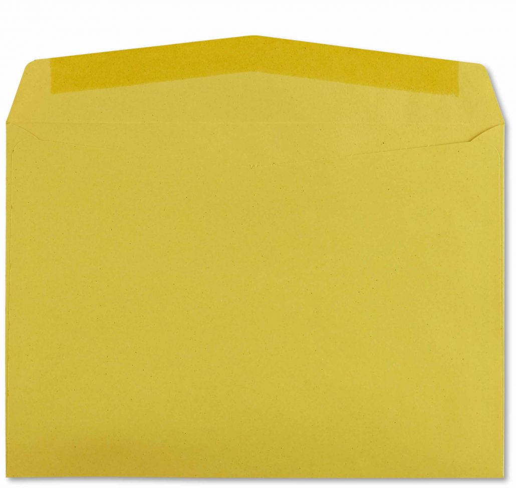 Gelber B6-Wahlumschlag, Rückseite, offen, innen gelb