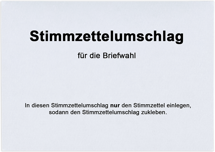 Stimmzettelumschlag mit Aufdruck - weiß - Vorderseite