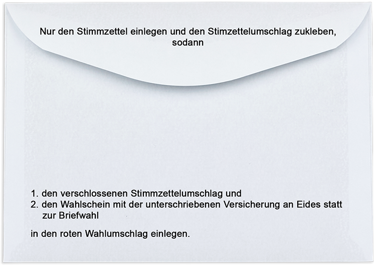 Stimmzettelumschlag mit Aufdruck - weiß - Rückseite