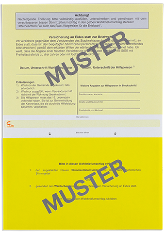 Kombiwahlschein_gelb_vs Kombi-Wahlschein gelb, Vorderseite